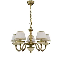 Люстра подвесная L 6422/5 Reccagni Angelo белая жёлтая на 5 ламп, основание античное бронза в стиле классический Люстра подвесная L 6422/5 Reccagni Angelo белая жёлтая на 5 ламп, основание античное бронза в стиле классический